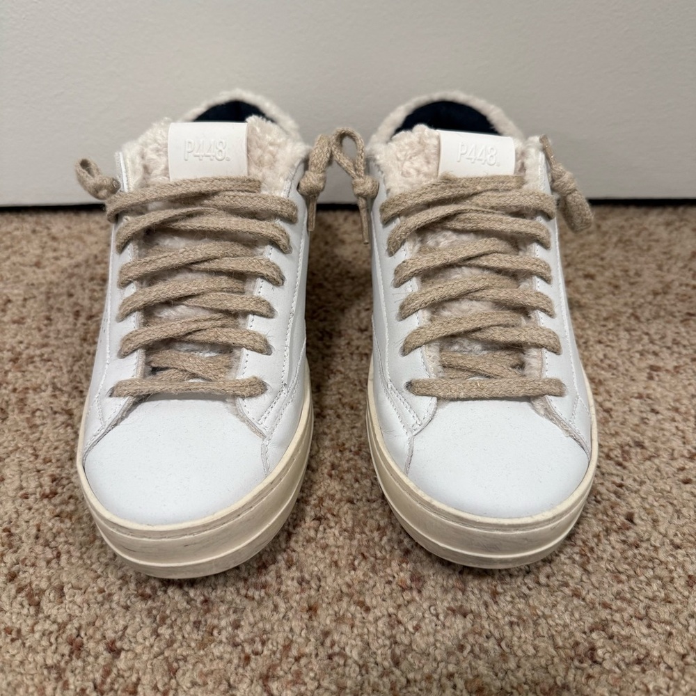 P448 White Sneakers with Sherpa